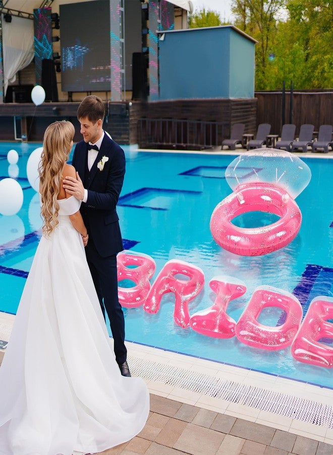 سوميند عوامات حمام سباحة لحفلة توديع العزوبية من سوميند برايد، تتضمن عوامة خاتم ألماس بطول 61 بوصة و5 عوامات قابلة للنفخ على شكل حرف "عروس" باللون الوردي، بالإضافة إلى ديكورات لحفلات توديع العزوبية على الشاطئ أو في الهواء الطلق. - Image 3